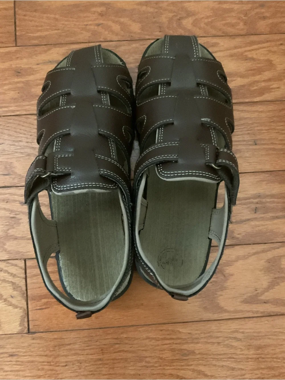 Men's Brown Wonder Nation Sandals with White Stitching